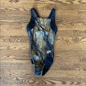 GK Elite Gold Snake gymnastics leotard